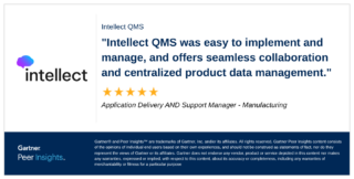 'Intellect QMS was easy to implement and manage, and offers seamless collaboration and centralized product data management.' Five stars. Application Delivery and Support Manager, Manufacturing